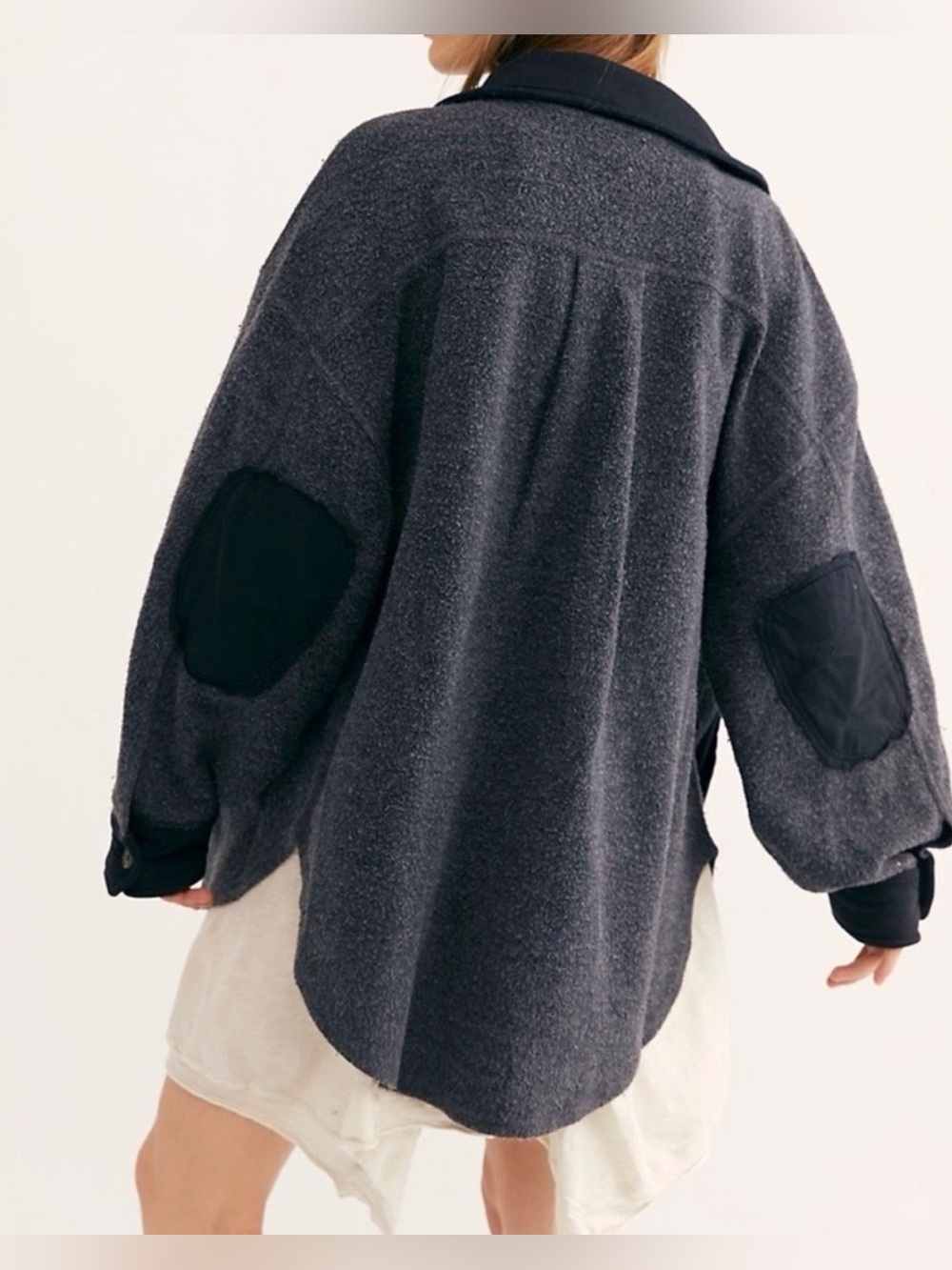 NEW Free People M Ruby Shirt Jacket in Incense Grayish Black NWOT Button Down - Picture 2 of 7